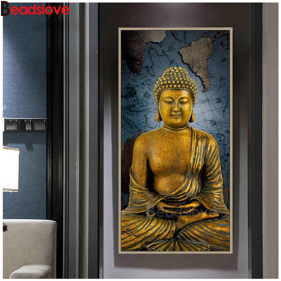 Large Diamond Painting Buddha icon map religion 3D Embroidery with diamond Cross Stitch kits Mosaic wall Decor | Дом и сад