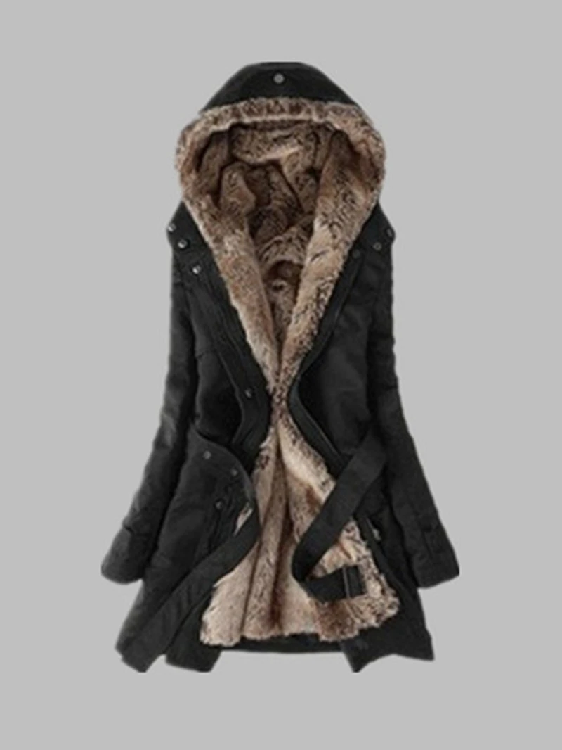 

2019 autumn and winter women's 5th generation upgraded version of thick plush lining cotton long hooded cotton suit