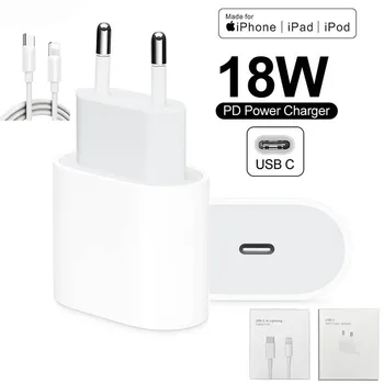 

Original 18W PD USB Type C Charger Adapter For iPhone 11 Pro XR X XS Max 8 Plus Fast Charging EU Plug Travel Charger for Apple
