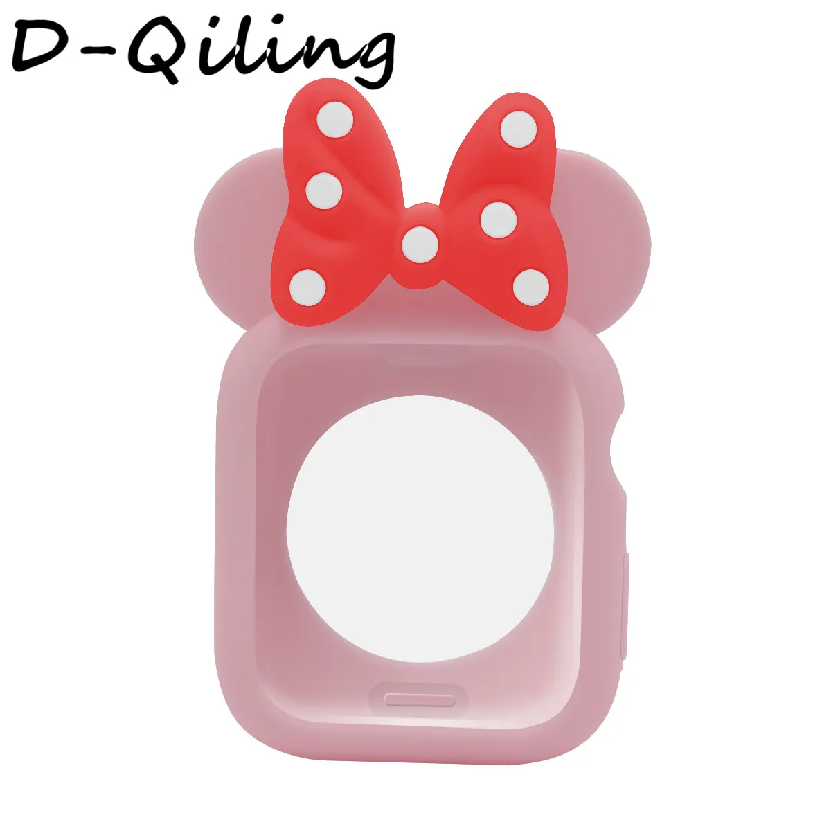 Pink Red Силиконовый чехол D-qilingдля Apple Watch band 38, 42, 40, 44 мм Iwatch Series543 2 1 Женский Мягкий ТПУ защитный чехол с изображением Микки Мауса - Цвет: Pink Red