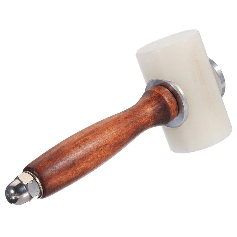 

Wooden Handle Leathercraft Nylon Hammer Mallet, Leather Craft Carving Hammer Sew Leather Stamping Cowhide Supplies Tool Kit For