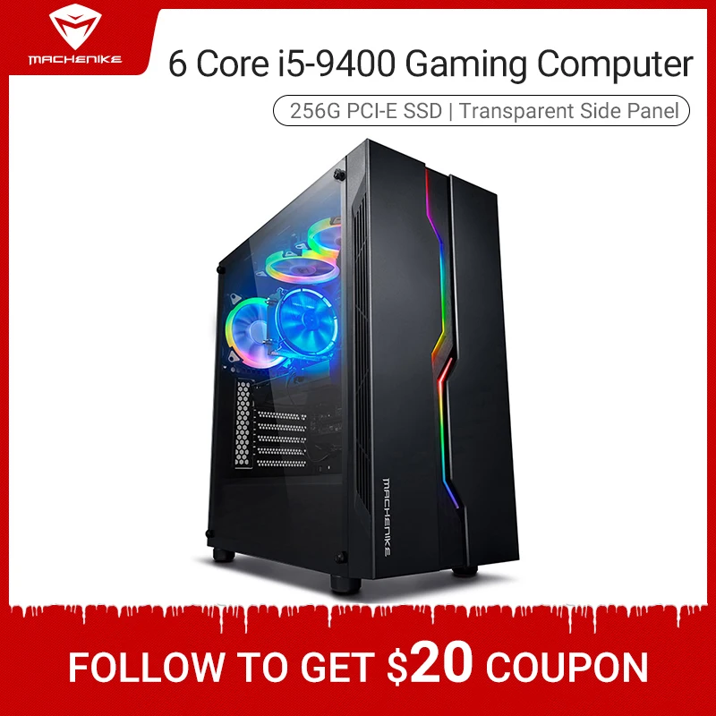 Machenike T90 T56 Intel i5 9400 GTX1660Ti 6G 8G RAM 256G SSD игровой компьютер Настольный ПК Support поддержка