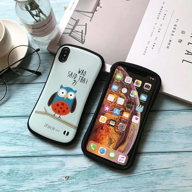 IFace милый слон сова ПК анти-падение дуги шок чехол для iphone 7 8 Plus X XS Max XR задняя защита жесткий чехол для телефона s