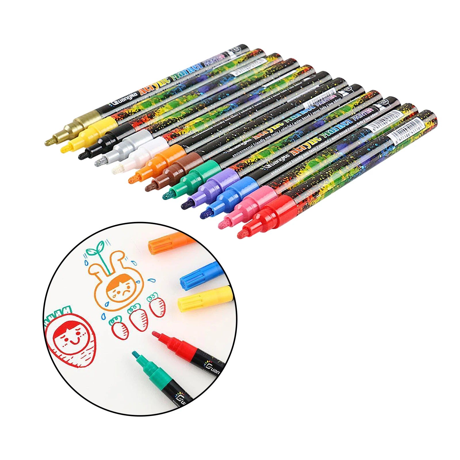 2mm Fine Tip Paint Pens, Set of 12 , Home DIY Painting, Scratchbook Coloring, Greeting Card Making Art Markers