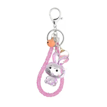 

Acrylic Polygon Cut Crystal Glass Rabbit Keychains Accessories Student Bag Decorations key chain anime keychain
