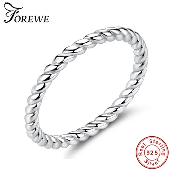 

100% 925 Sterling Sliver Finger Rings for Women Simple Stackable Twist Rings Fashion Silver Jewelry Engagement Anniversary Gift