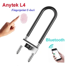 Anytek L4 U Shape Fingerprint Lock App Bluetooth Unlock Smart USB Charge Door Bicycle Motorcycle Lock IP65 Waterproof