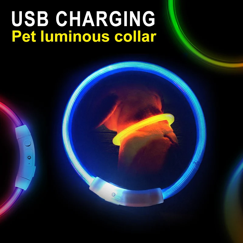 Регулируемый usb зарядный ошейник для собак, ошейник для защиты от потери/во избежание автомобильной аварии, светящиеся ночные ошейники для кошек, светящиеся безопасные ошейники для домашних животных