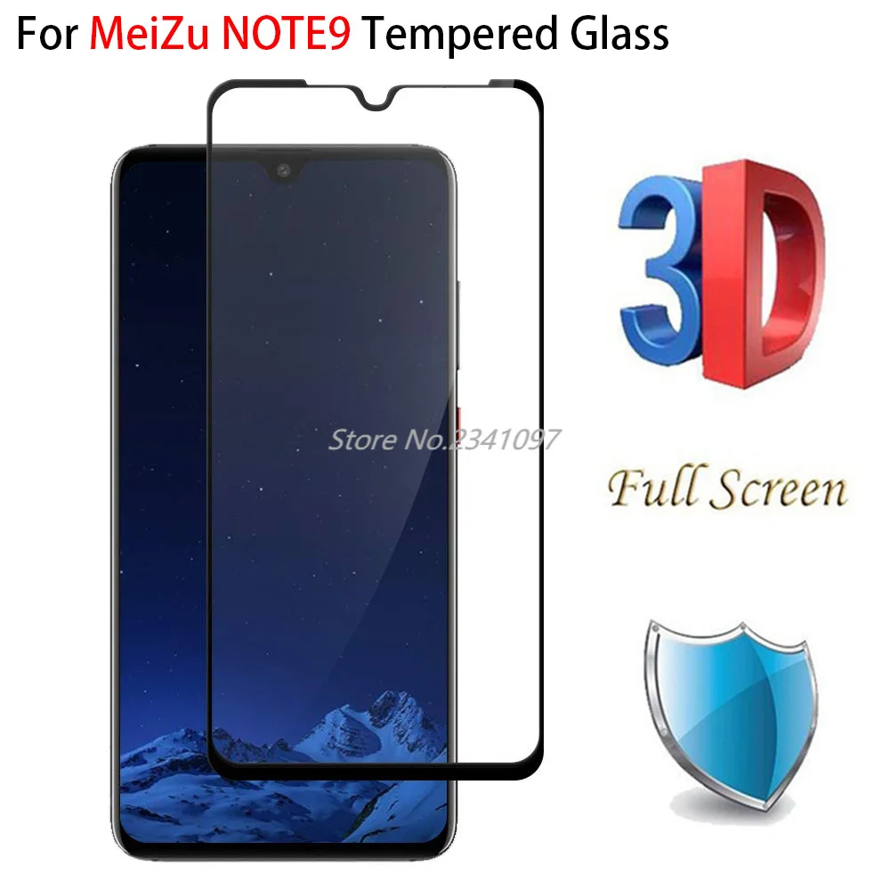 9H 3D 2 шт. полное покрытие стекло для MEIZU NOTE9 NOTE8 клеевое черное закаленное NOTE 9 8
