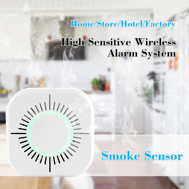Smoke Detector Sensor Wireless 433MHz Fire Security Protection Alarm Sensor with Sonoff RF Bridge APP Remote Control afbeelding