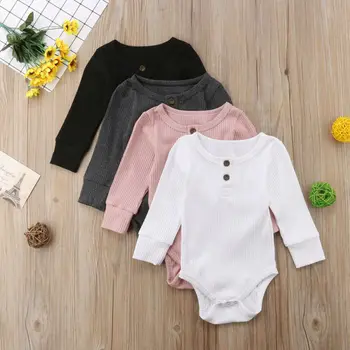 

Brand Newborn Toddler Baby Girl Boy Bodysuit Long Sleeve Jumpsuit Ribbed Outfit Sweater Clothes Unisex Bebe Bodysuit Spring
