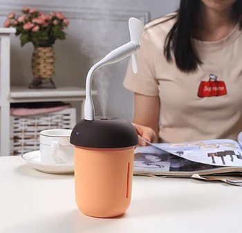 

New fashion triple mushroom lamp multi-function humidifier office air mini USB humidifier.(Brown)