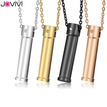 

Jovivi New 1x Stainless Steel Cylinder Cremation Urn Pendant Necklace 24"inches Keepsake Memorial Ashes Openable Pendant Jewelry