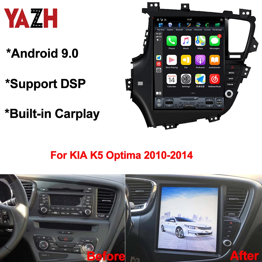 Автомагнитола YAZH Android 9 0 для KIA K5 Optima 2010 2011 2012 2013 2014 с 4 + 64 Гб 12 1 дюймов IPS Bluetooth 5 |