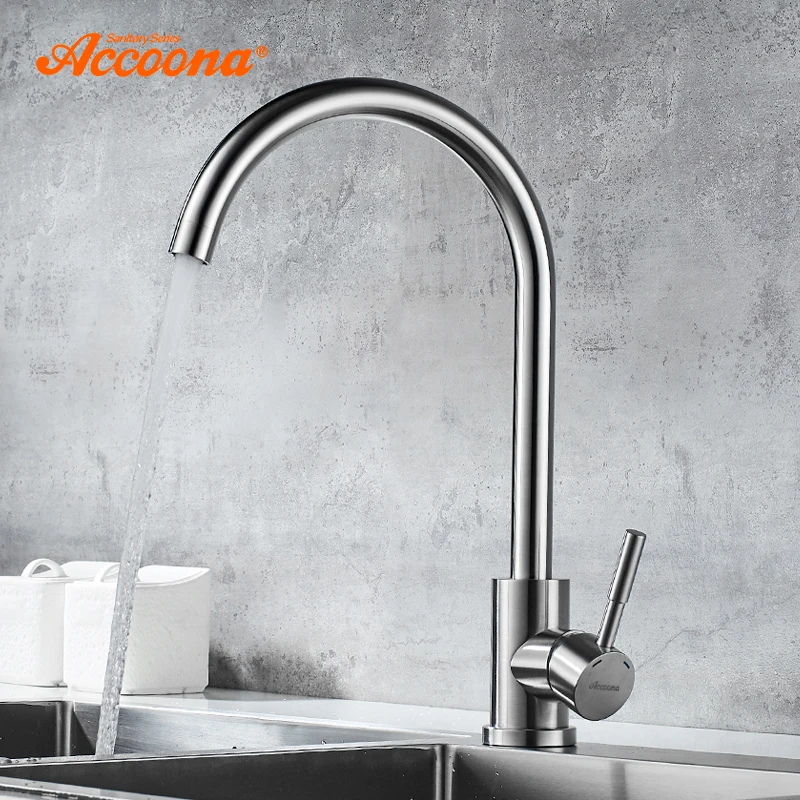 Kitchen Faucet Sink Tap Mixer Stainless-Steel Single-Handle Accoona A4590A-2