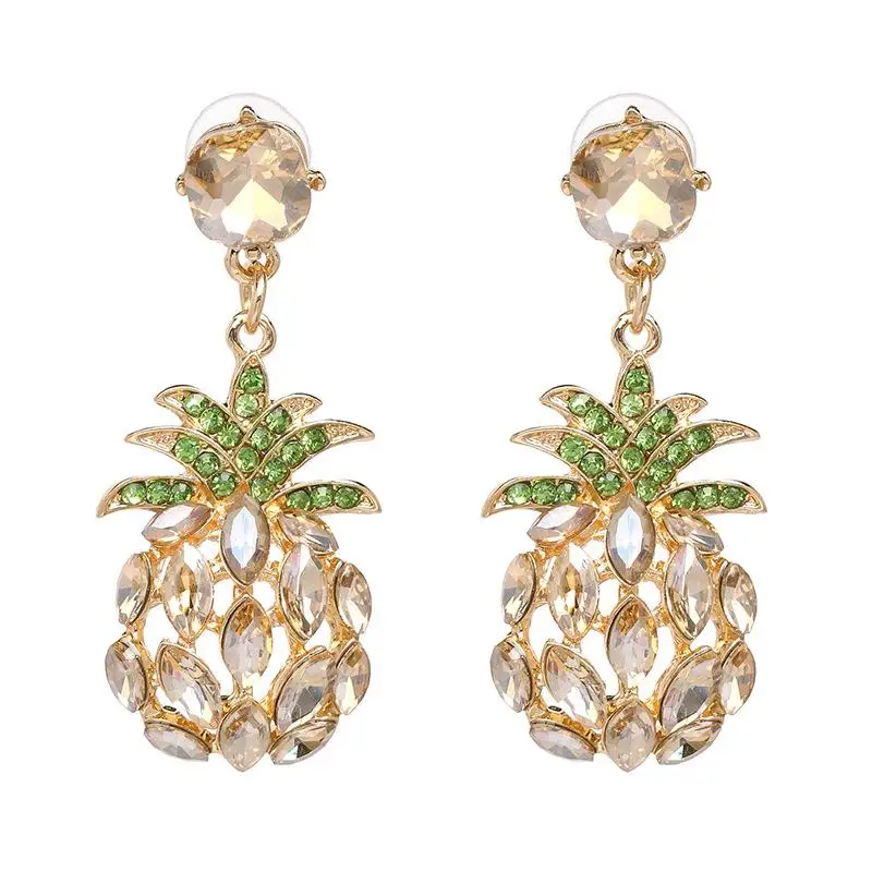 Champagne Gold Новинка, фруктовые сережки в виде ананасов, Европейская и американская мода, кристалл, циркон, ювелирные изделия для женщин, девушек, дам, подарок для подростков, Brincos Aretes - Окраска металла: Champagne Gold
