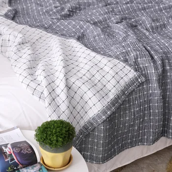 

Cotton Plaid Blanket for Bed Thin Summer Quilt Autumn Bed Sheet Gauze Bedspread Bed Cover for Double Bed Sofa Throw Blankets