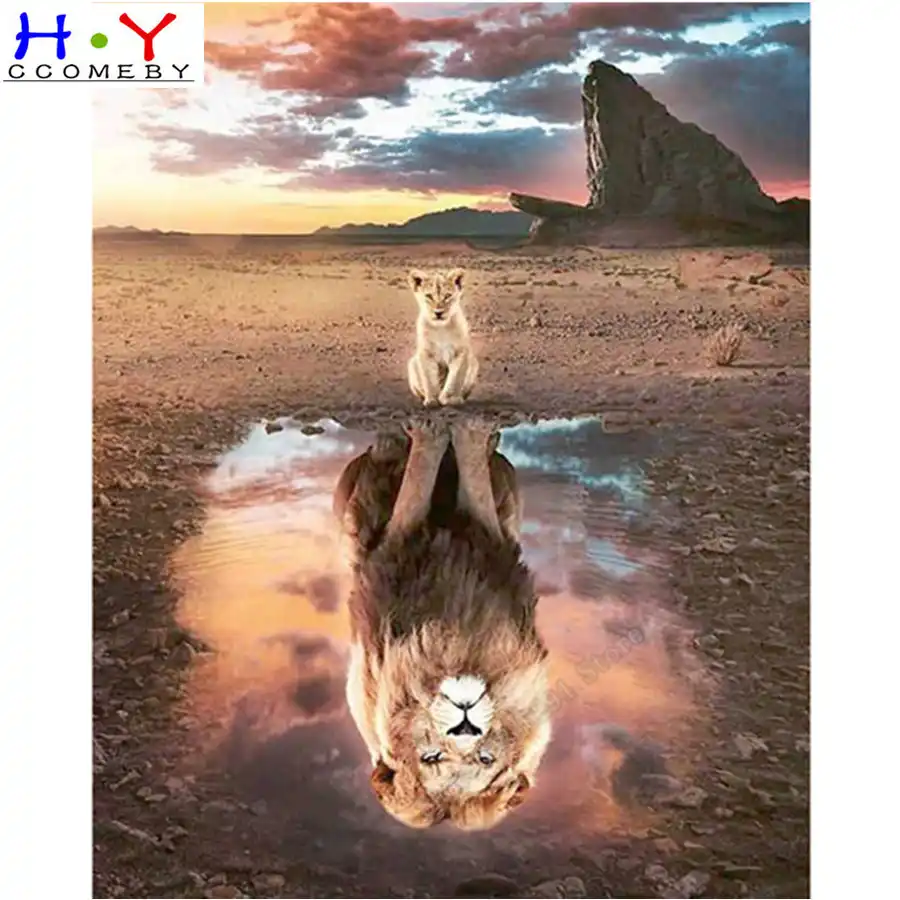 HYCCOMEBY Алмазная вышивка лев тигр алмазная живопись животные полная картина