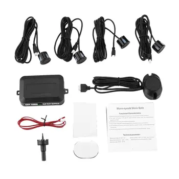 

Black New Car Reversing Radar Pure Buzzer 4 Probe Non-Visible Reversing Radar With 4 Ultrasonic Probes