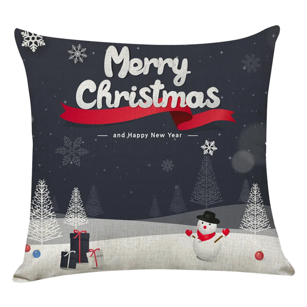 Рождественская мультяшная Ретро наволочка с Санта Клаусом 45*45 см, льняная наволочка для подушки, декоративная наволочка для дома# J8