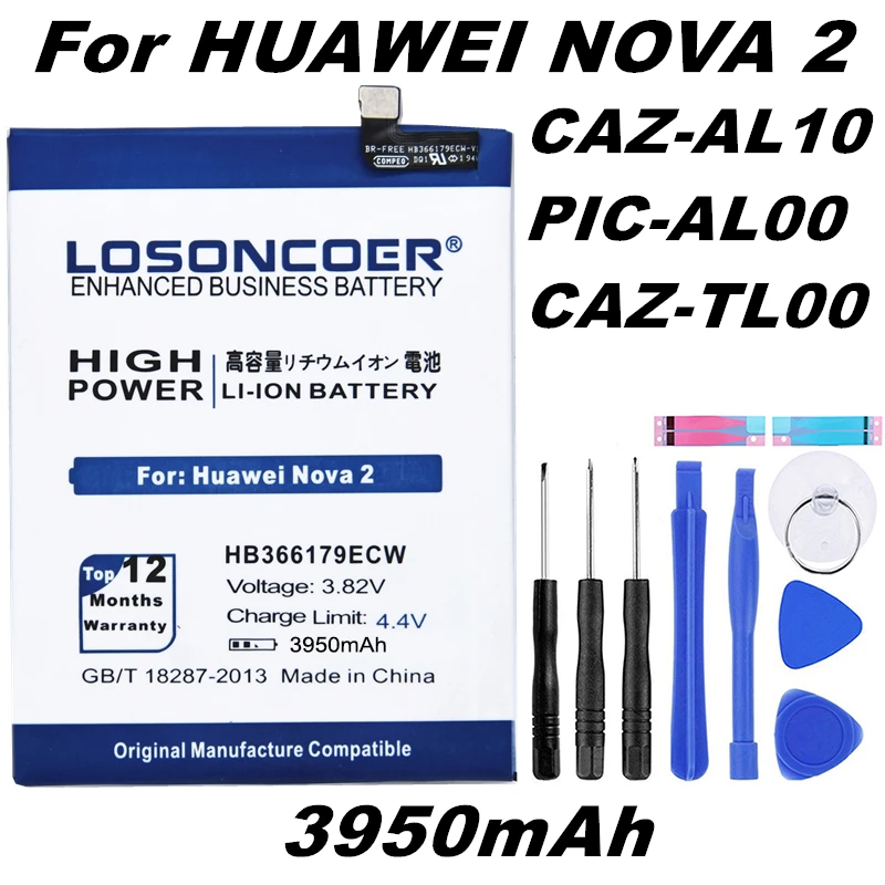 

LOSONCOER HB366179ECW 3900mAh For HUAWEI Nova 2 Nova2 CAZ-AL10 PIC-LX9 CAZ-TL00 PIC-AL00 PIC-TL00 PIC-L29 PIC-L09 Phone Battery