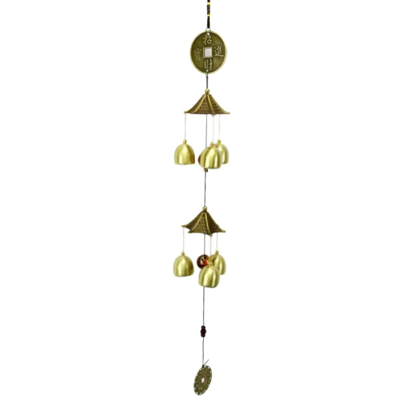 Wind Chimes twine Copper Bell Pendant Pastoral style Elephant Peacock Pisces Design Mascot Pendant Hanging Decoration - Цвет: J