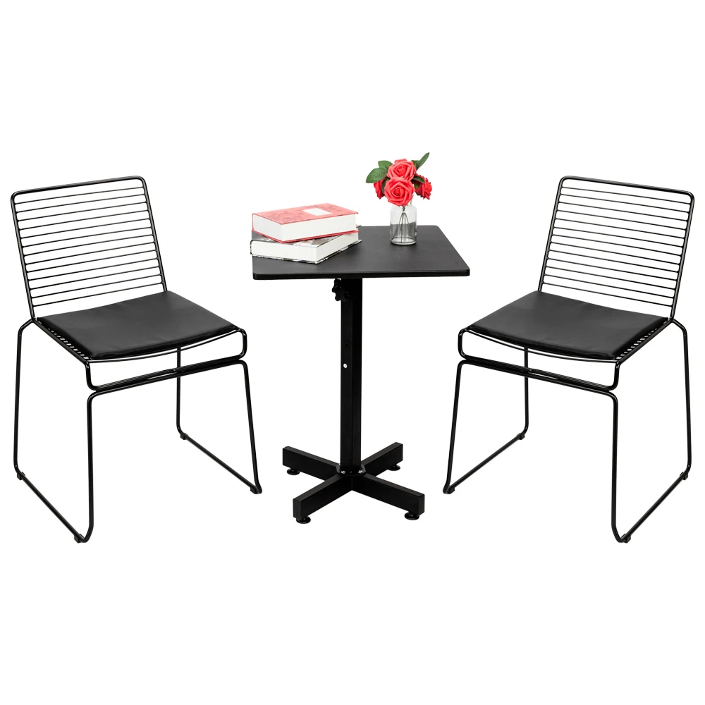 

2pcs Nordic Style Wire Dining Chair Simple Hollow Wire Chair Leisure Creative Metal Coffee Lounge Chair