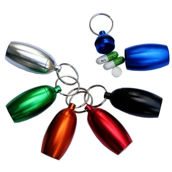 

Waterproof Mini Tank Aluminum Alloy Pill Case Medicine Oval Sealed Capsule Capsule Bottle Outdoor Camping Necessary Pill Box