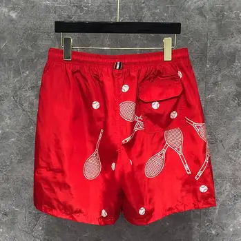 

2020 Fashion TB THOM Brand Casual Men Summer Beach Sports Trousers Tennis racket pattern Knee Length Shorts Ins