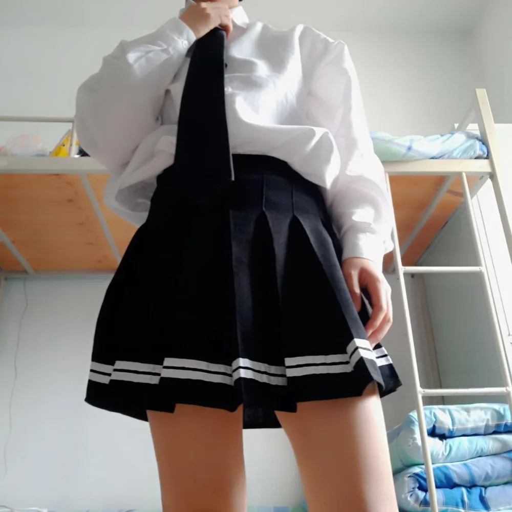 satin midi skirt 2020 high waist pleated skirts Kawaii Harajuku Skirts women girls lolita a-line sailor skirt Large Size Preppy school uniform slazenger skort