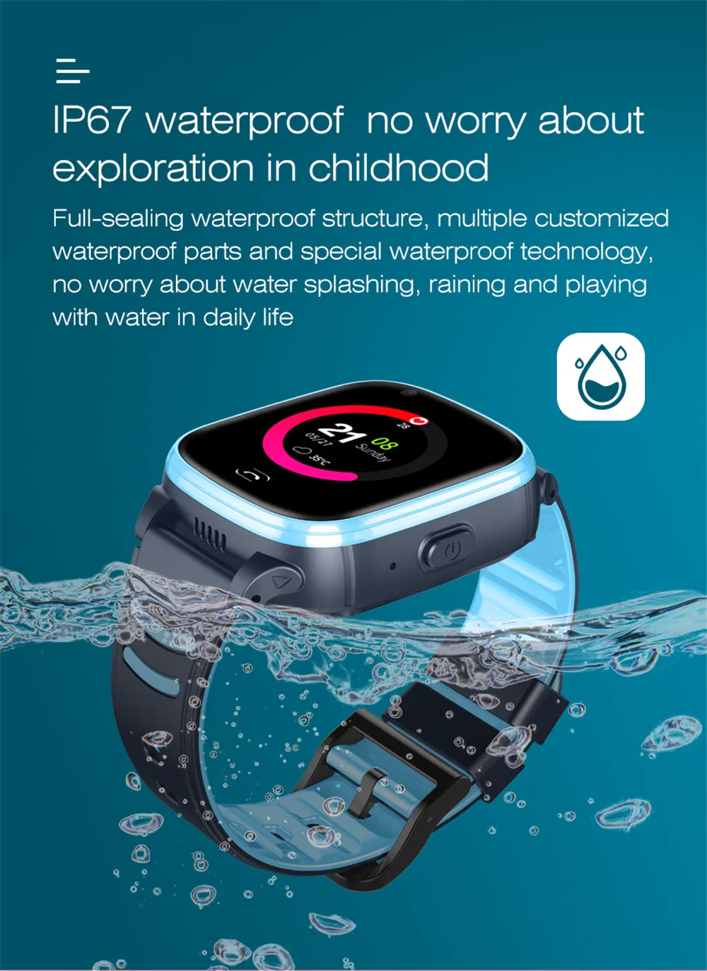 4G Kids Smart Watch GPS Wifi Ip67 Waterproof 700Mah Big Battery Display Camera Take Video Smartwatch Kids vs A36E Y95