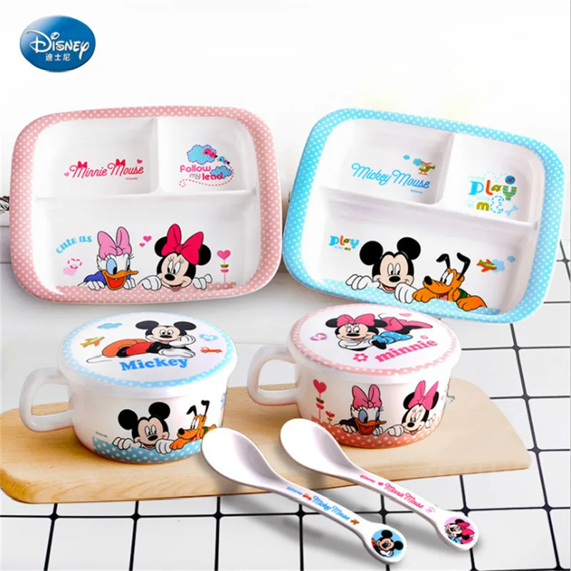Disney Mickey Mouse Tableware Children Dinnerware Minnie Spoon Dishes and Plates Cups Cute Kitchen Supplies Cutlery 16 |