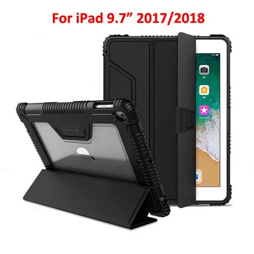 Для iPad Pro 11 12,9 чехол Nillkin противоударный кожаный умный флип-чехол для сна чехол для iPad 9,7 с функцией подставки - Цвет: Black- iPad 9.7
