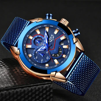 

LIGE New Mens Watches Male Fashion Top Brand Luxury Stainless Steel Blue Quartz Watch Men Casual Sport Waterproof Watch Relojes