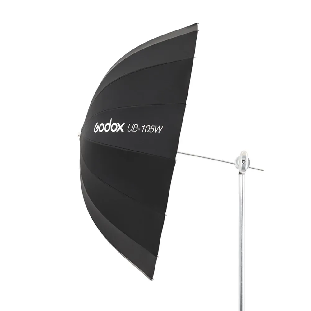 Godox UB-105W 포물선 블랙 화이트 반사 우산, 스튜디오 라이트 우산, 블랙 실버 디퓨저 커버 천, 41 인치, 105cm
