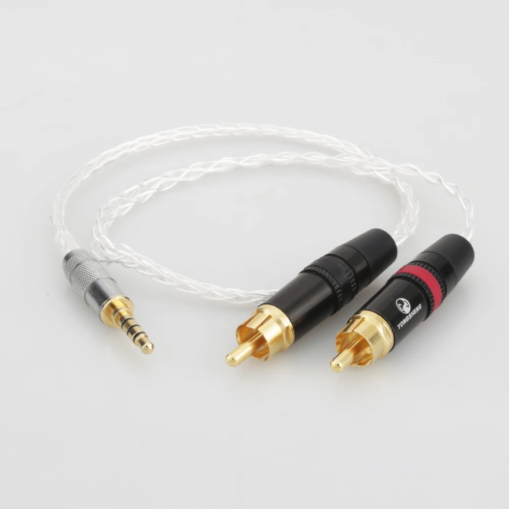 High Quality Audiocrast Hi end 3 5mm Balanced Male to RCA Plug Aux Cable 19x 0 1mm Silver Wire Headphone Amp