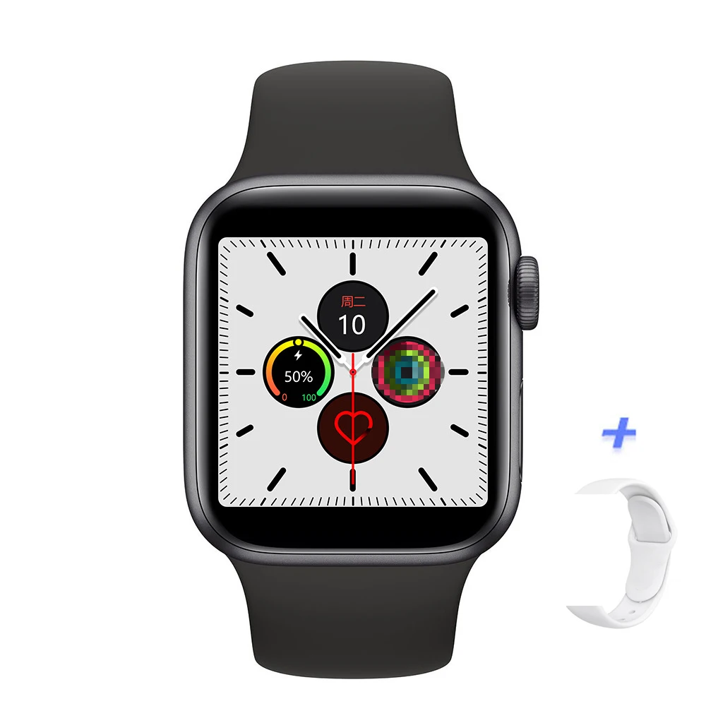 bk with wh st IWO 12 Smart Watch series 5 1:1 Smart Watch 40/44 мм Bluetooth Смарт часы iwo12 для IOS Android Управление Siri PK IWO 11 IWO8 Смарт-часы - Цвет: bk with wh st