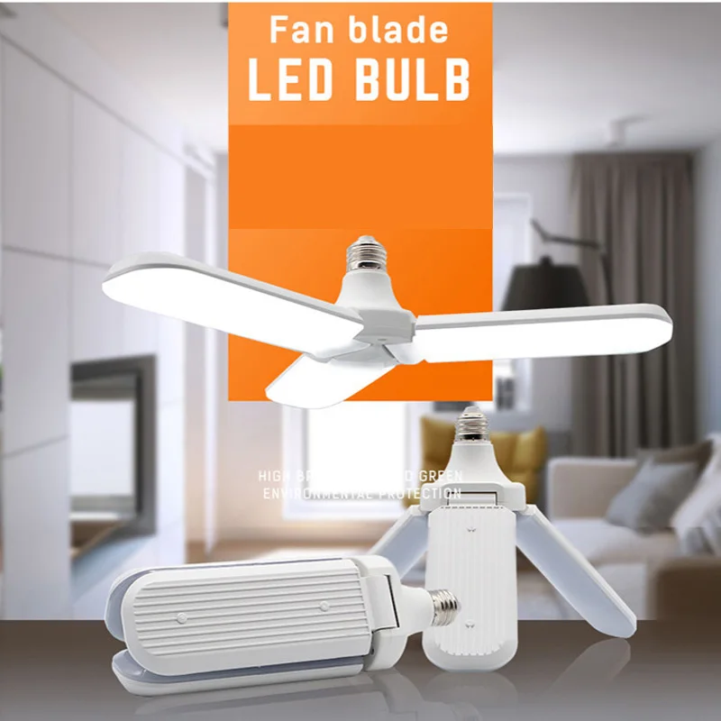

45W E27 LED bulb 228 smd2835 led super bright folding fan blade angle adjustable pendant lamp household energy saving lamp