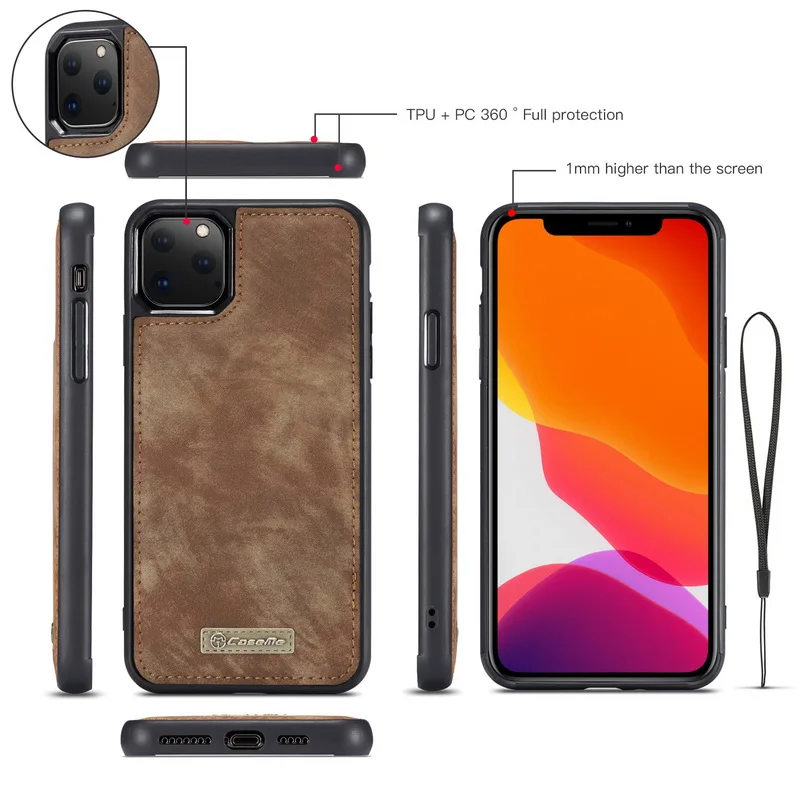 Магнитный Двухслойный Кожаный чехол-кошелек для iPhone 11 Pro Max X XS Max XR 8 7 Plus 6 6s мульти-держатели для карт чехлы для телефонов
