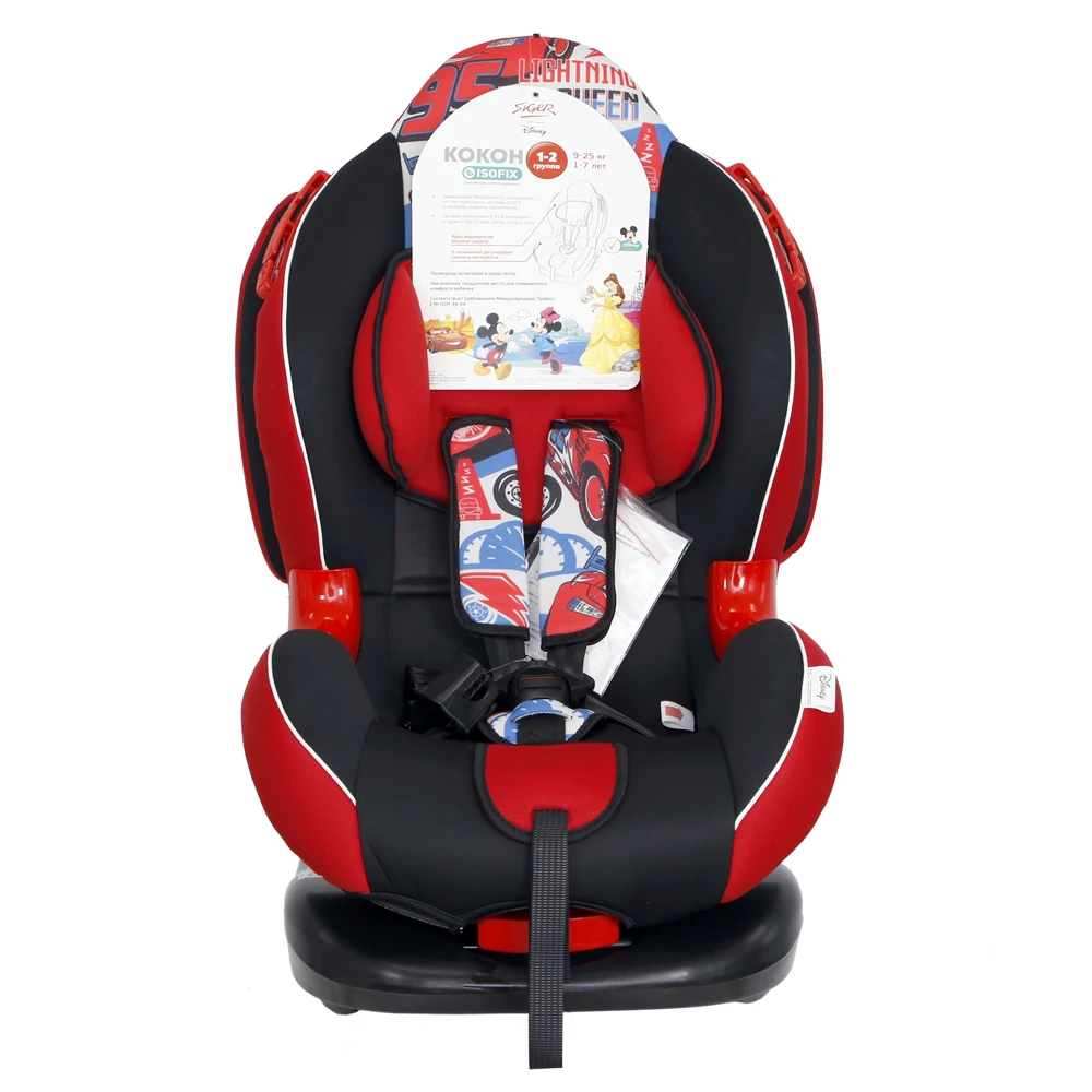 Детское автокресло SIGER серия Кокон ISOFIX Disney Тачки спидометр, красный
