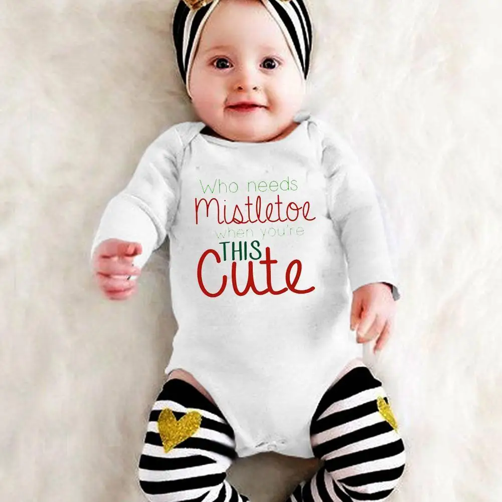 

2020 Cotton baby pajamas new alphabet print Long sleeve Triangle baby For Christmas dress crawl V6F5