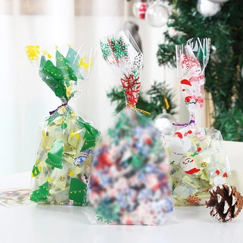 

Creative 2020 Christmas Decoration Gift Bakery Popcorn Cook-ie-s Candies Treat Bags Party FavorBags Snacks Wrapping 50Pcs/Pack