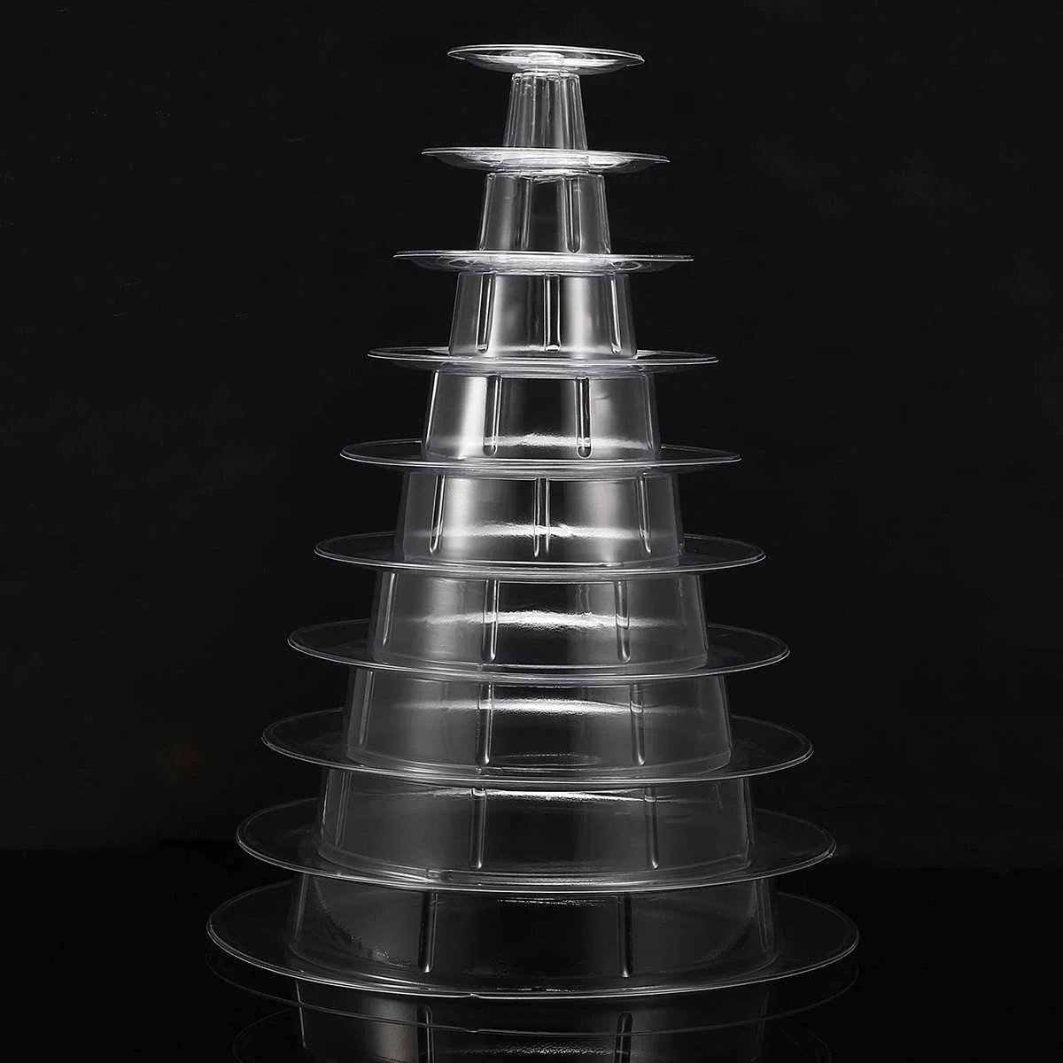 

Hot 10 Tiers Plastic Macaron Tower Macaroons Rack Cupcake Dessert Display Holder Pyramid Stand Cake Decor Tools Wedding Decorati