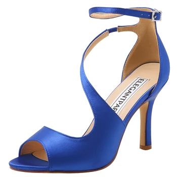 

Teal Blue Summer Women High Heel Sandals Bridal Wedding Shoes Ankle Strap Gladiator Woman Ladies Evening Party Shoes HP1565NW