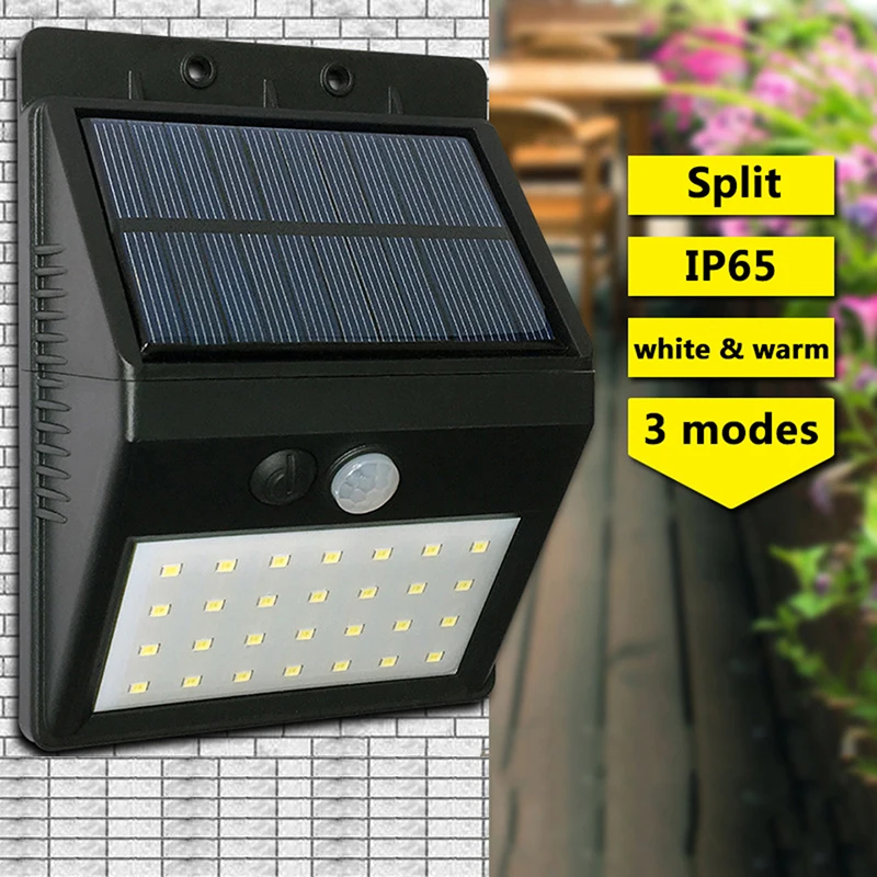 Led Solar Light SMD2835 White & Warm Wall Lamp Split Motion Sensor Street Outdoor Built in Battery Powered Sunlight Waterproof | Лампы и