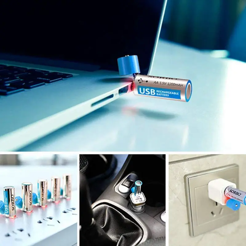 USB перезаряжаемые AA литиевые батареи-литий-ионный аккумулятор-1,5 V/1200 mAH(4-Pack)-не Ni-MH/NI-CD/щелочные батареи-Eco