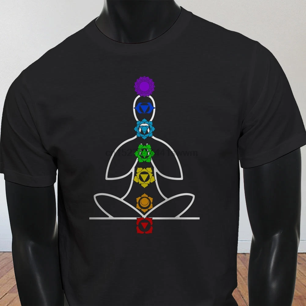 CHAKRA YOGA MEDITATION BUDDHIST NAMASTE SPIRITUAL Mens Black T-Shirt Cartoon t shirt men Unisex New Fashion tshirt | Мужская одежда