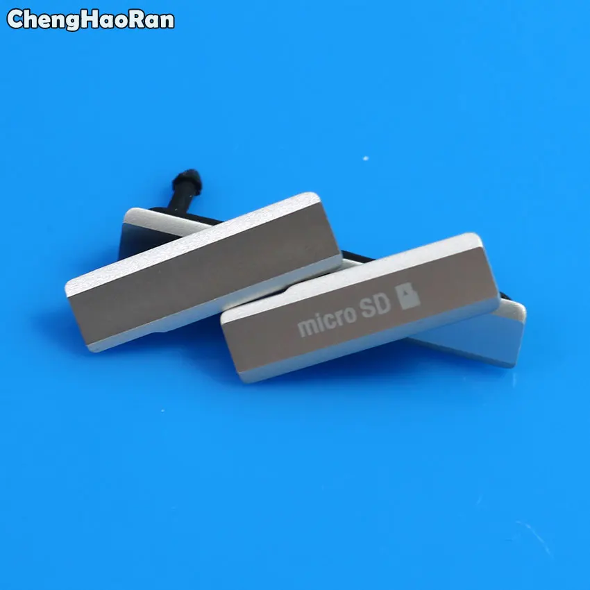 Silver ChengHaoRan Micro SD карта+ sim-карта+ usb зарядный слот порт Блок для пылезащитной заглушки крышка для sony Xperia Z1 L39h C6903 C6902 - Цвет: Silver