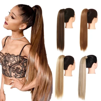 Achieve Effortless Elegance with our Synthetic Straight Blonde Ponytail Hair Extension! Elevate Your Style with Long, Smooth, and Overhead Glamour!"