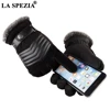 LA SPEZIA Brown Mens Leather Gloves Real Pigskin Russia Winter Gloves Warm Thick Driving Skiing Men's Gloves Guantes Luvas ► Photo 3/6